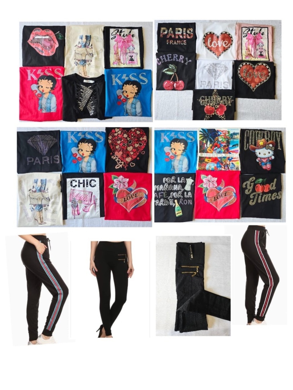 Lot of 12 pieces (6 T-shirts and 6 joggers or leggings)